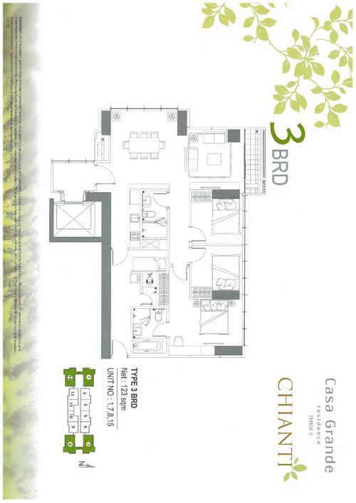 foto denah rumah tipe Chianti 3BR D perumahan Casa Grande Residence