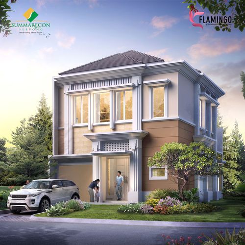 foto tampak rumah tipe L8 HOOK Premium perumahan Cluster Flamingo