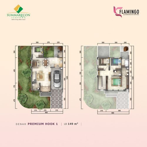 foto denah rumah tipe L8 HOOK Premium perumahan Cluster Flamingo