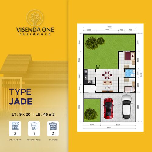foto denah rumah tipe JADE perumahan The Visenda Residence.