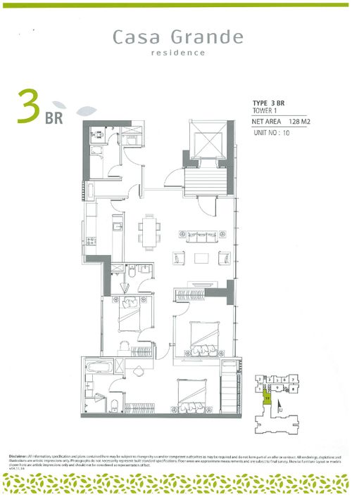 foto denah rumah tipe Angelo 3BR perumahan Casa Grande Residence