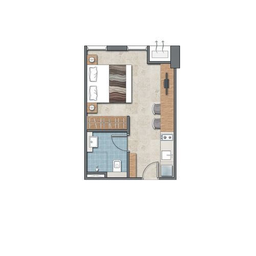 foto denah rumah tipe STUDIO perumahan APARTEMEN CORNELL & DENVER CITRALAND
