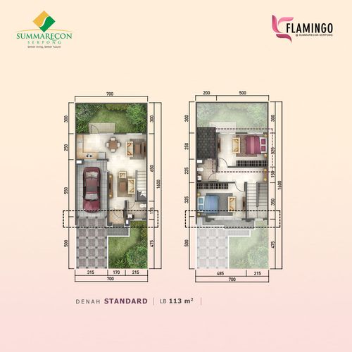 foto denah rumah tipe L7 STD Standard perumahan Cluster Flamingo