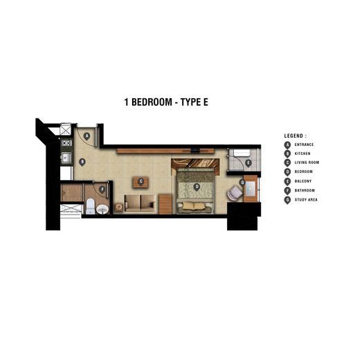 foto denah rumah tipe 1BR E perumahan Grand Dharmahusada Lagoon