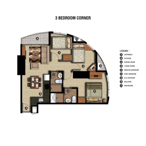 foto denah rumah tipe 3BR CORNER perumahan Grand Dharmahusada Lagoon