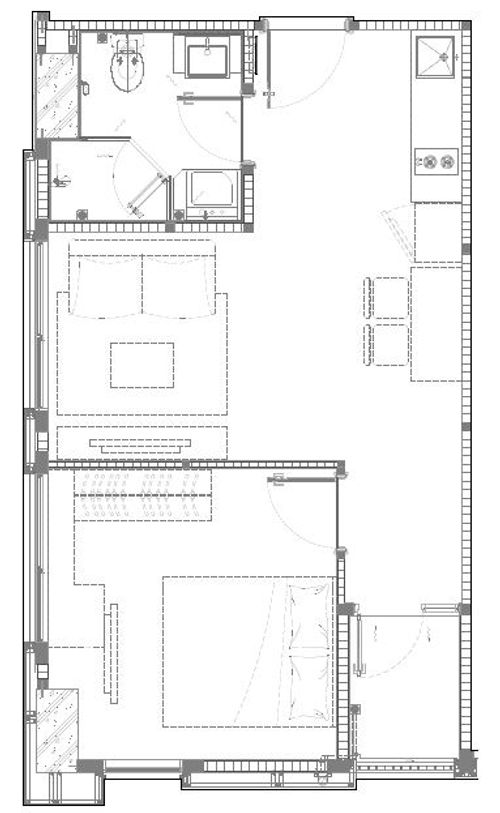 foto denah rumah tipe Southgate Residence 1 Unit J 1BR perumahan Southgate Residence