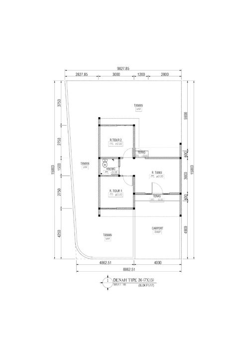 foto denah rumah tipe 36/139 (F1-17) perumahan PERMATA SUKODONO RAYA