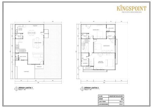 foto denah rumah tipe Boulevard 11 Hoek perumahan Kingspoint Private Residences