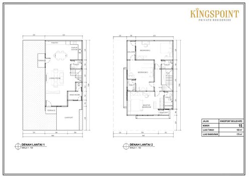 foto denah rumah tipe Boulevard 15 Hoek perumahan Kingspoint Private Residences