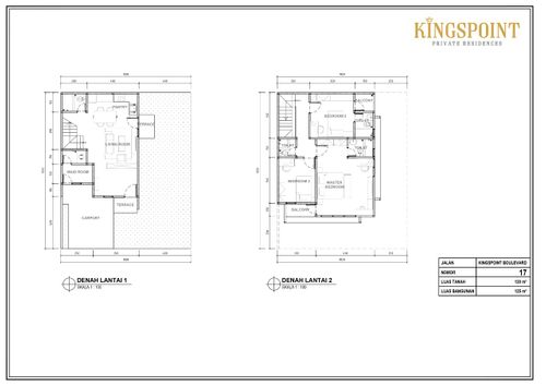 foto denah rumah tipe Boulevard 17 Hoek perumahan Kingspoint Private Residences