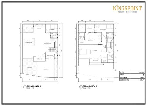 foto denah rumah tipe Avenue 3 No 8 Hoek perumahan Kingspoint Private Residences