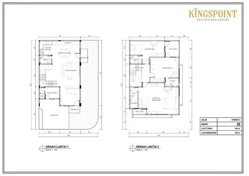 foto denah rumah tipe Avenue 3 No 20 Hoek perumahan Kingspoint Private Residences