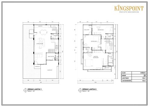 foto denah rumah tipe Avenue 3 No 21 perumahan Kingspoint Private Residences