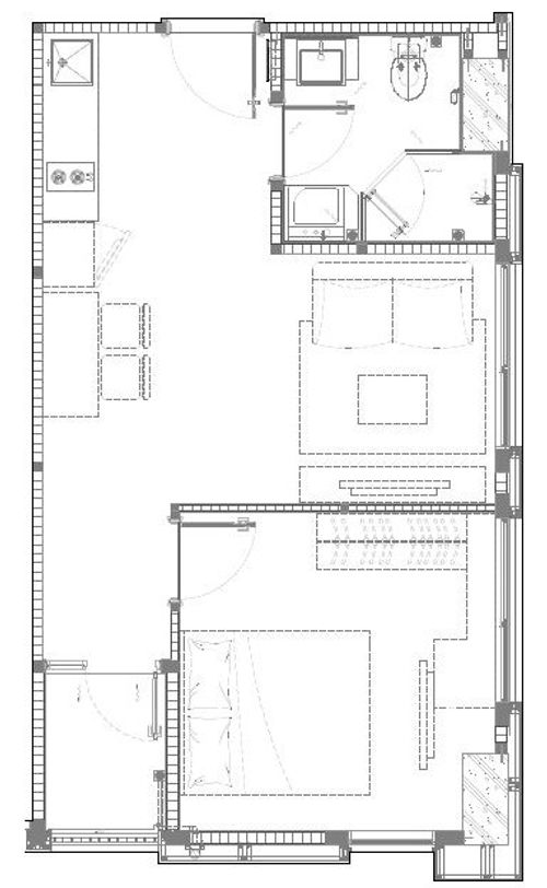foto denah rumah tipe Southgate Residence 1 Unit G 1BR perumahan Southgate Residence