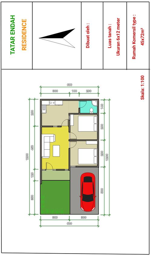 foto denah rumah tipe 36/72 perumahan TATAR ENDAH RESIDENCE