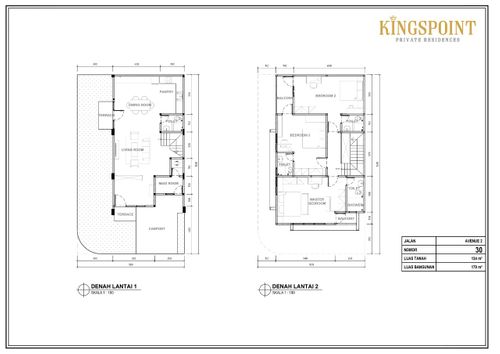 foto denah rumah tipe Avenue 2 No 30 Hoek perumahan Kingspoint Private Residences