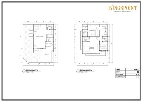 foto denah rumah tipe Avenue 1 No 30 perumahan Kingspoint Private Residences