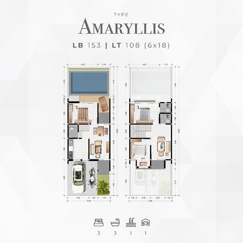 foto denah rumah tipe AMARYLIS perumahan SAFIRA GARDEN