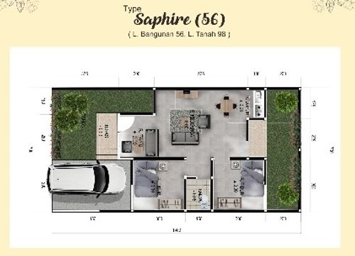 foto denah rumah tipe SAPHIRE perumahan PERUMAHAN THE AYYA RESIDENCE