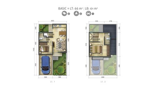foto denah rumah tipe SCARLET - BASIC perumahan Summarecon Bekasi - Cluster Burgundy Residence