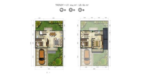 foto denah rumah tipe VERMILION - TRENDY perumahan Summarecon Bekasi - Cluster Burgundy Residence