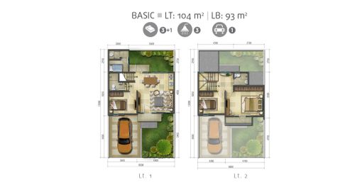 foto denah rumah tipe VERMILION - BASIC perumahan Summarecon Bekasi - Cluster Burgundy Residence