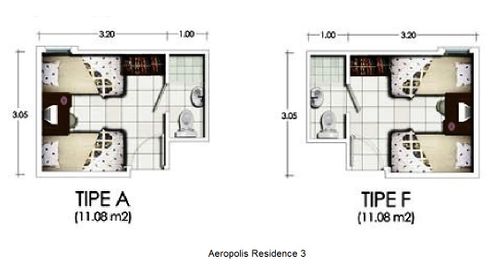 foto denah rumah tipe A-F   Aeropolis Residence 3 perumahan APARTEMENT AEROPOLIS