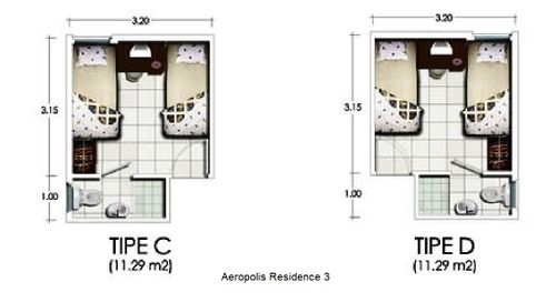 foto denah rumah tipe C-D  Aeropolis Residence 3 perumahan APARTEMENT AEROPOLIS