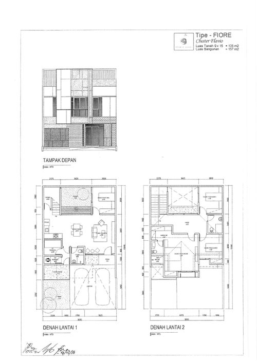 foto denah rumah tipe FIORE perumahan Cluster Flavio, Suvarna Sutera
