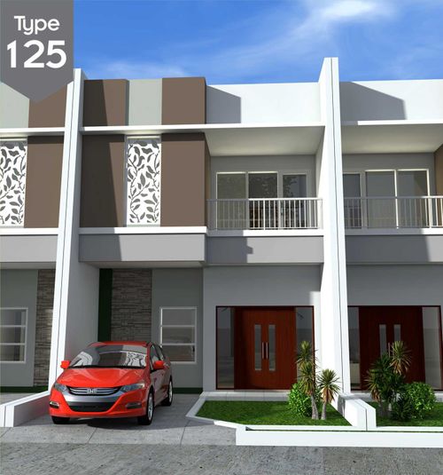 foto tampak rumah tipe 125 perumahan Desa Hijau