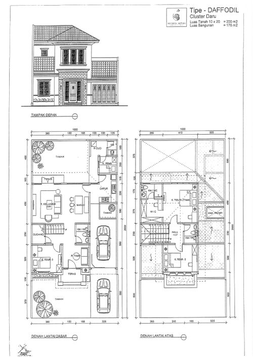 foto denah rumah tipe DAFFODIL perumahan Cluster Daru, Suvarna Sutera