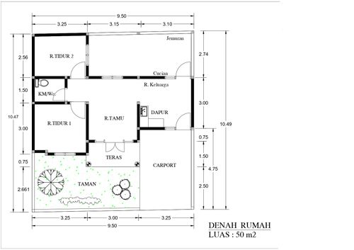 foto denah rumah tipe 50 perumahan Royal Mansion Banguntapan