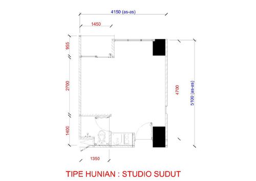 foto denah rumah tipe Studio B Sudut perumahan Taman Melati Surabaya MERR