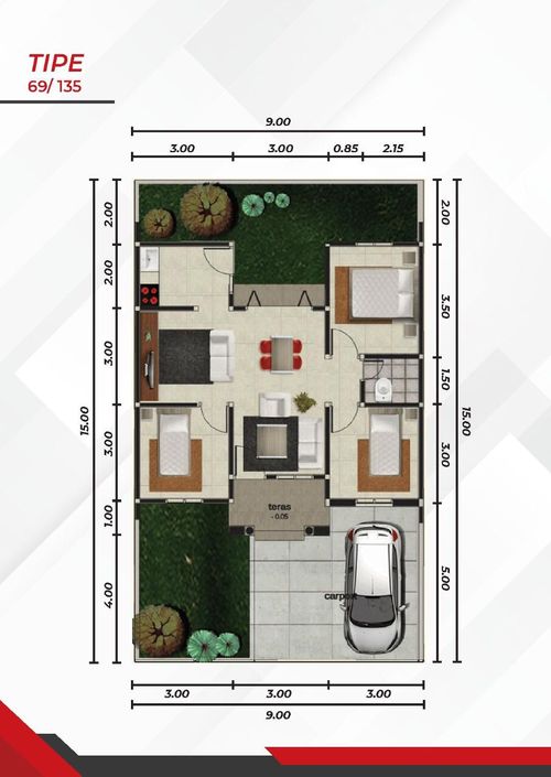foto denah rumah tipe A perumahan SAPPHIRE MADINA
