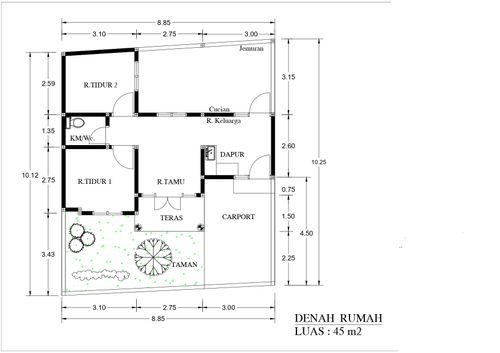 foto denah rumah tipe 45 perumahan Royal Mansion Banguntapan