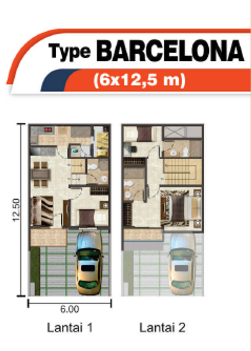 foto denah rumah tipe 6 x 12,5 perumahan Sedayu City @Kelapa Gading Tahap 1