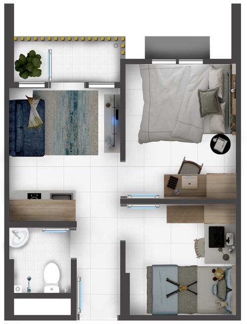 foto denah rumah tipe 2 BEDROOM perumahan ROYAL TAJUR RESIDENCE, APARTEMEN ROYAL HEIGHTS