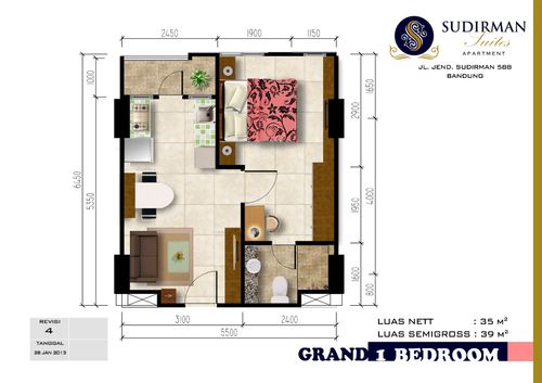 foto denah rumah tipe G1BR (RW 02-09) perumahan Sudirman Suites Apartment