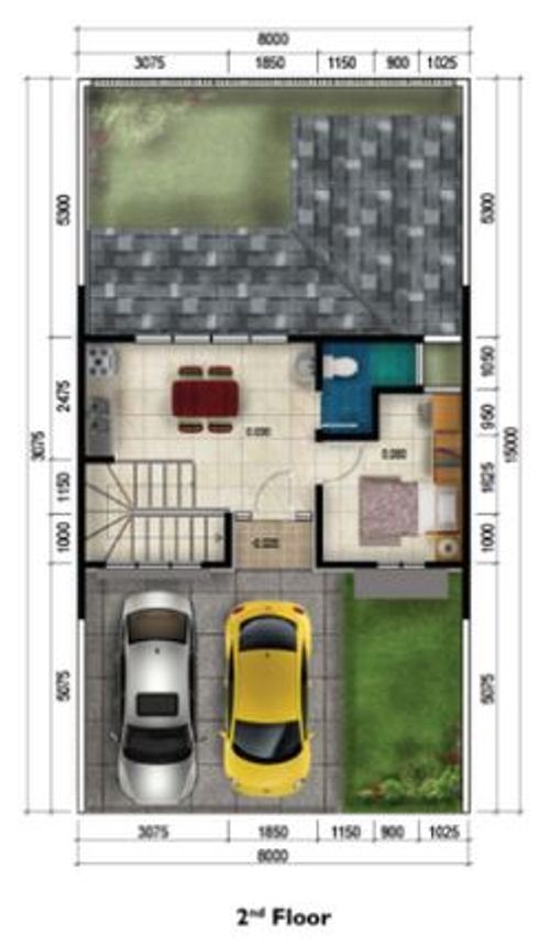 foto denah rumah tipe LANGSTONE B SPLITLEVEL perumahan ROYAL TAJUR RESIDENCE, CLUSTER AVEBURY