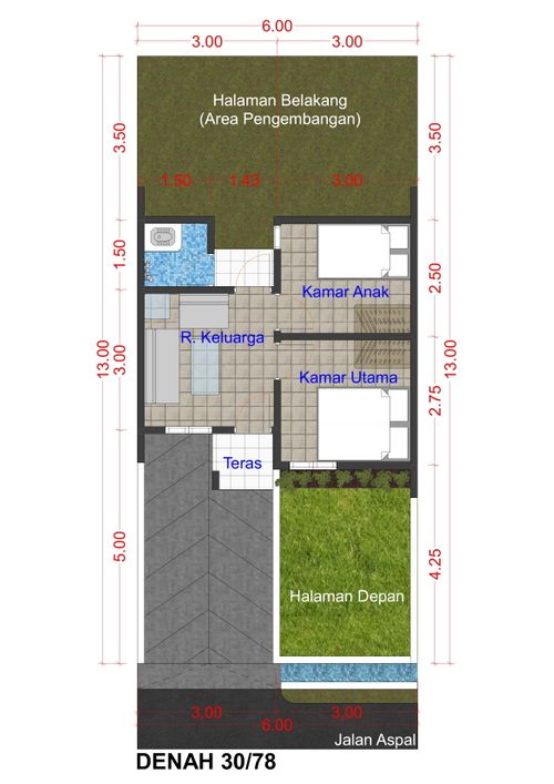 foto denah rumah tipe 30/78 perumahan DAWUAN GARDEN RESIDENCE