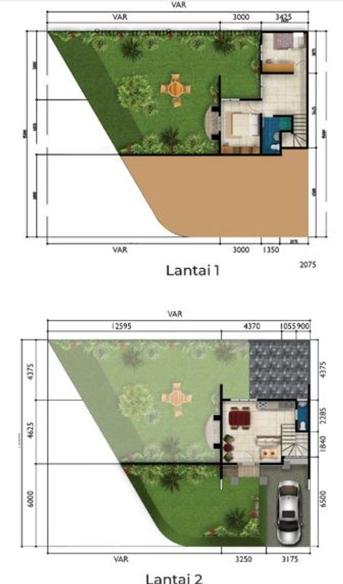 foto denah rumah tipe CORNER EXCLUSIVE B SPLITLEVEL perumahan ROYAL TAJUR RESIDENCE, CLUSTER AVEBURY