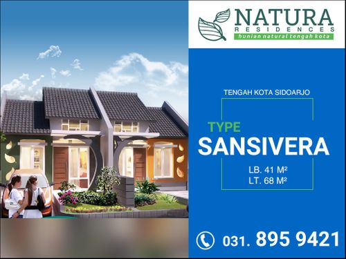 foto tampak rumah tipe SANSIVERA perumahan NATURA RESIDENCES
