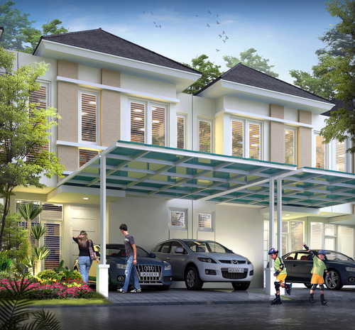 foto tampak rumah tipe LESLIE perumahan CANBERRA GRAND PAKUWON