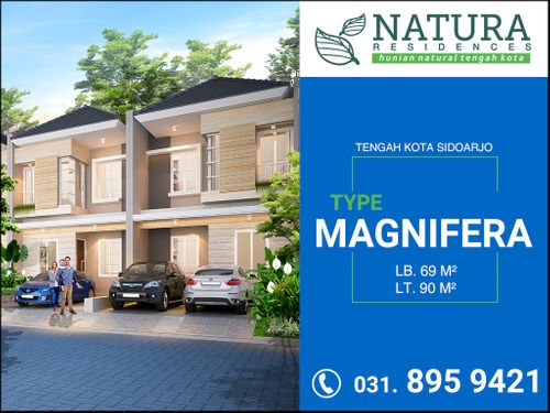 foto tampak rumah tipe MAGNIFERA perumahan NATURA RESIDENCES