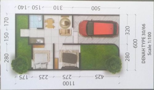 foto denah rumah tipe 30/66 perumahan Akasha Residence