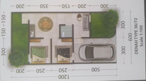 foto denah rumah tipe 36/72 perumahan Akasha Residence