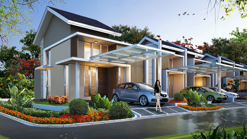 foto tampak rumah tipe TRIBECA - T47 perumahan GRAND DUTA CITY, BEKASI