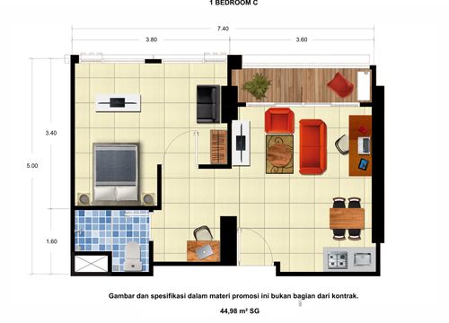 foto tampak rumah tipe 1 Bedroom C perumahan Taman Melati Yogyakarta @Sinduadi