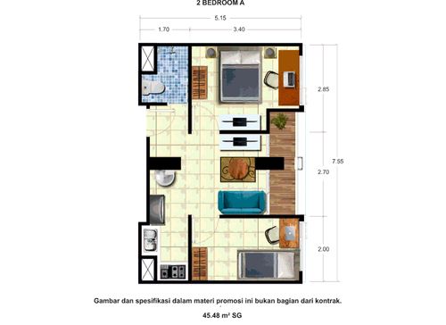 foto tampak rumah tipe 2 Bedroom A perumahan Taman Melati Yogyakarta @Sinduadi