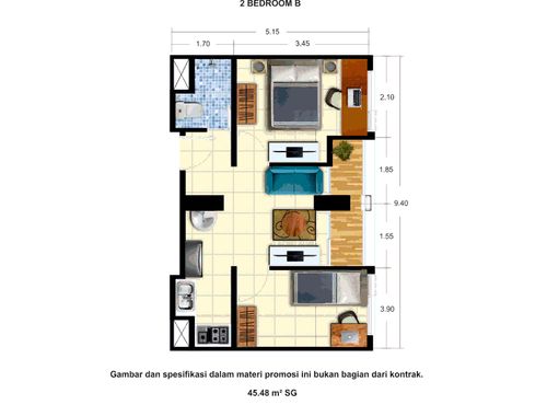 foto tampak rumah tipe 2 Bedroom B perumahan Taman Melati Yogyakarta @Sinduadi